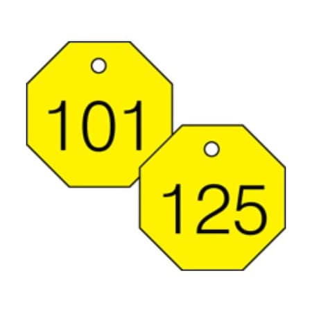 Accuform Engraved Numbered Tags, HS-Laminate, 3 in W, 25 PK TDG826YL